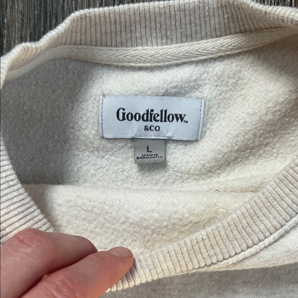 Goodfellow & Co Light Tan/Cream Crewneck Pullover Sweatshirt - Picture 2 of 4
